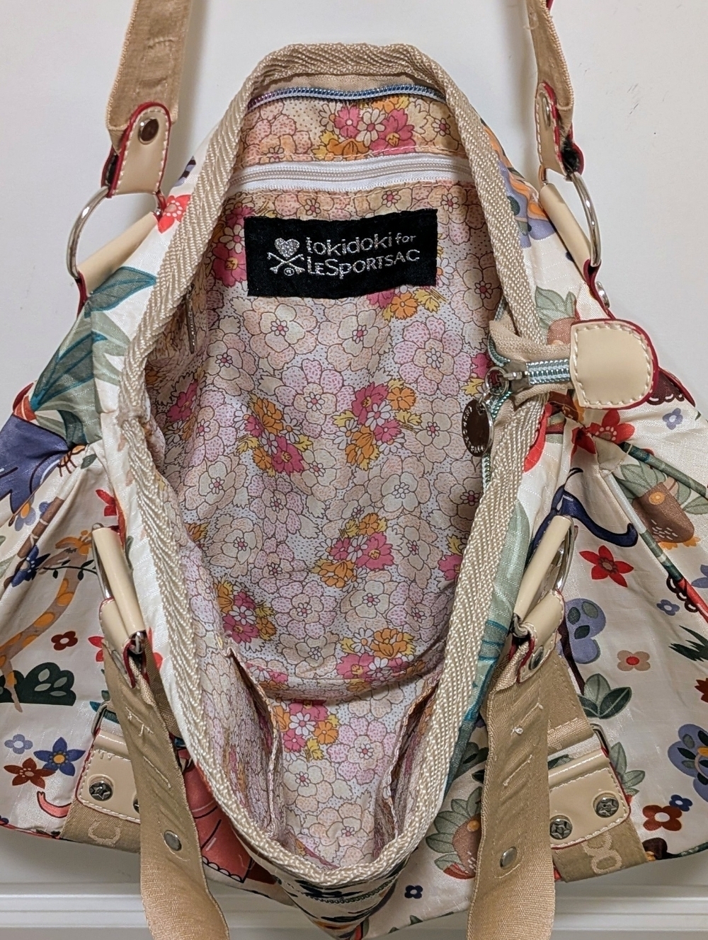 EUC LeSportSac x Tokidoki Animal Floral Print Shoulder Bag with Floral Lining - Picture 13 of 13